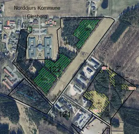 Kort over skovepleje ved Glesborg Plejecenter